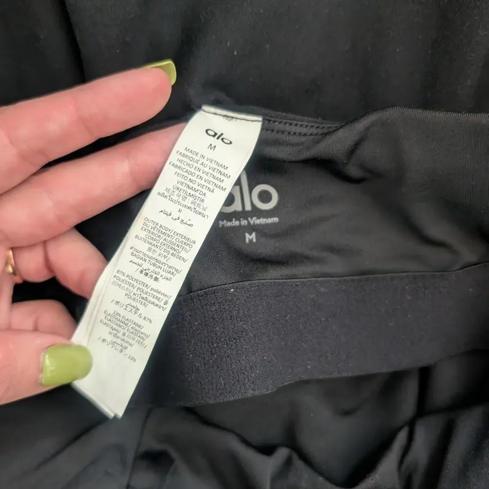 Alo Yoga Alosoft Break Point Tennis Dress in Black, Size Medium